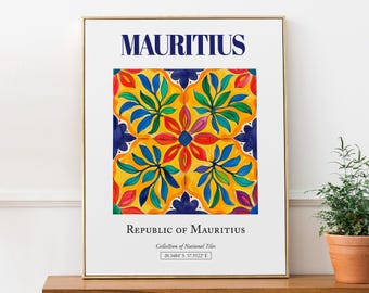 Mauritius Tile Art Print, Traditional Home Decor