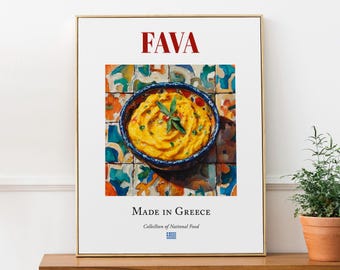 Fava Traditional Greek Cuisine, Dining Room and Café Art, Yellow Split Peas Print, Foodie Gift