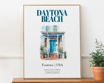 Daytona Beach Florida Aquarell Print: Minimalistische Wandkunst