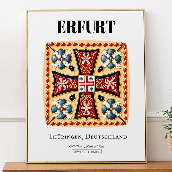 Erfurt, Thüringen, Germany, Traditional Tile Pattern Aesthetic Wall Art Decor Print Poster