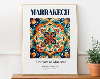 Tegelprint Marrakech, poster Marokkaanse volkskunst