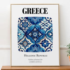 Griechische Fliesen Kunstdruck: Zeitloses Ägäis Dekor Poster