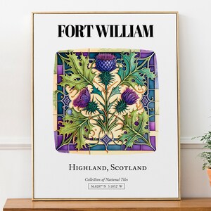Fort William, Highland, Ecosse, affiche d'impression d'art déco murale traditionnelle à motif de carreaux