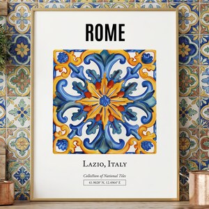 Rome Tile Art Print: Italian Heritage Wall Decor