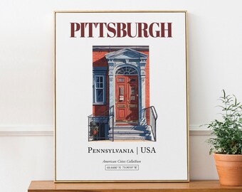Pittsburgh Door Print, Pennsylvania Watercolor Art Poster
