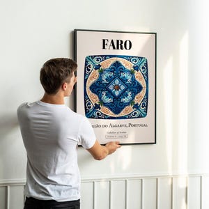 Faro Portugal Tile Art Print: Traditional Algarve Pattern Decor image 4