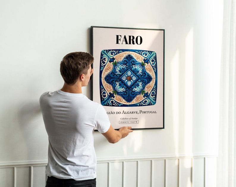 Faro Portugal Tile Art Print: Traditional Algarve Pattern Decor image 4