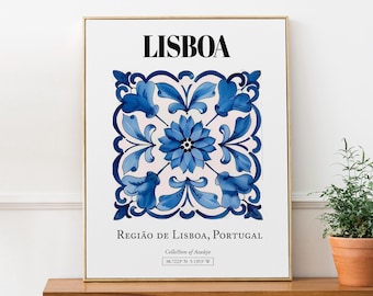 Lisboa Portugal Tile Art Print: Traditional Azulejo Pattern