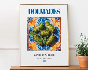 Dolmades Traditional Greek Cuisine, Kitchen and Restaurant Decor, Stuffed Grape Poster, Food Lover Gift