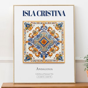 Isla Cristina, Andalusia, Spain, Aesthetic Minimalistic Traditional Tile, Wall Art Décor Print Poster, Living Room Art