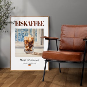 Eiskaffee on Maiolica Tile, Traditional German Beverage Drink Print Poster, Kitchen and Bar Wall Art image 2