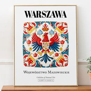 Impresión artística de azulejos de Varsovia, Polonia: decoración de pared con motivos tradicionales