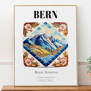 Bern, Schweiz, Traditionelles Fliesenmuster Aesthetisches Wand Kunst Dekor Print Poster