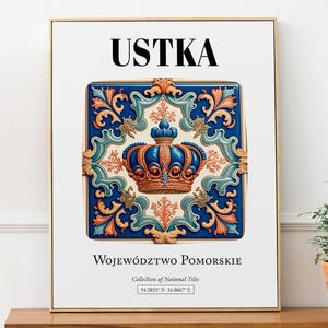 Impresión artística de azulejos de Ustka, Polonia: decoración de pared con motivos tradicionales
