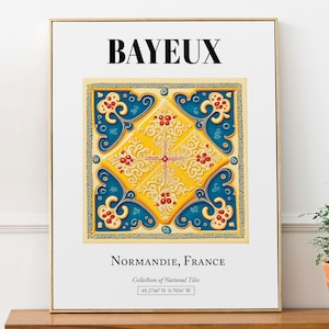 Bayeux, França, inspirado no padrão de azulejos de queijo, decoração de arte de parede estética, pôster e impressão