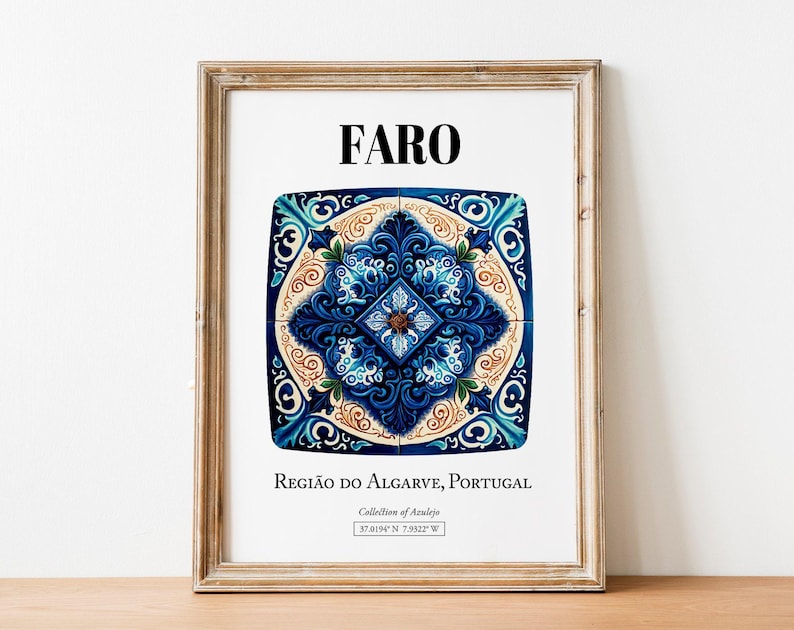 Faro Portugal Tile Art Print: Traditional Algarve Pattern Decor image 8