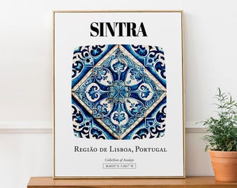 Sintra, Região de Lisboa, Portugal, Padrão de Azulejo Tradicional Estético Wall Art Decor Print Poster
