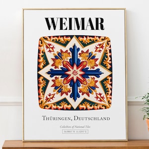 Weimar Germany Tile Art Print: Traditional Thüringen Pattern