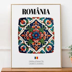 România (Romania) Traditional Tile Pattern Aesthetic Wall Art Decor Print Poster