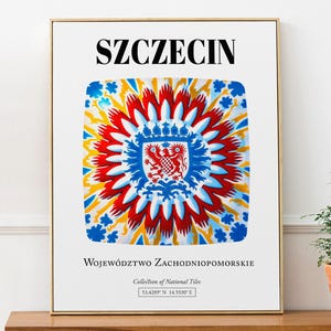 Szczecin, Województwo Zachodniopomorskie, Traditional Tile Pattern Aesthetic Wall Art Decor Print Poster