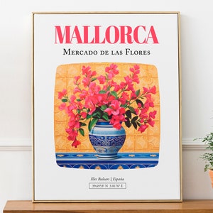 Mallorca (Illes Balears, España) Mercado de las Flores, Bougainvillea Bouquet en Maiolica Vase Wall Art Print Poster