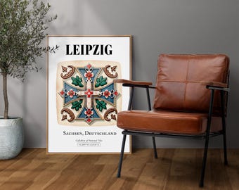 Leipzig, Sachsen, Germany, Traditional Tile Pattern Aesthetic Wall Art Decor Print Poster