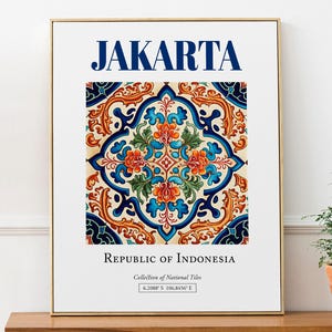 Jakarta, Indonesia, Aesthetic Traditional Tile, Wall Art Décor Print Poster, Living Room Poster