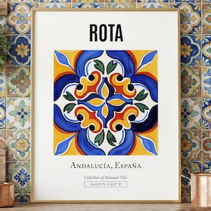 Rota, Andalusia, Spain — Distinctive Tile Pattern Art Print for Home Decor