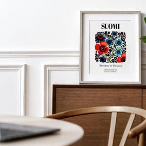 Finnish Tile Art Print | Suomi Floral Pattern Poster image 2