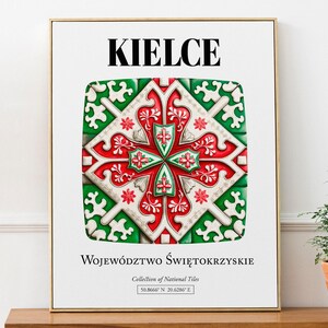Impresión artística de azulejos de Kielce, Polonia: decoración de pared con motivos tradicionales