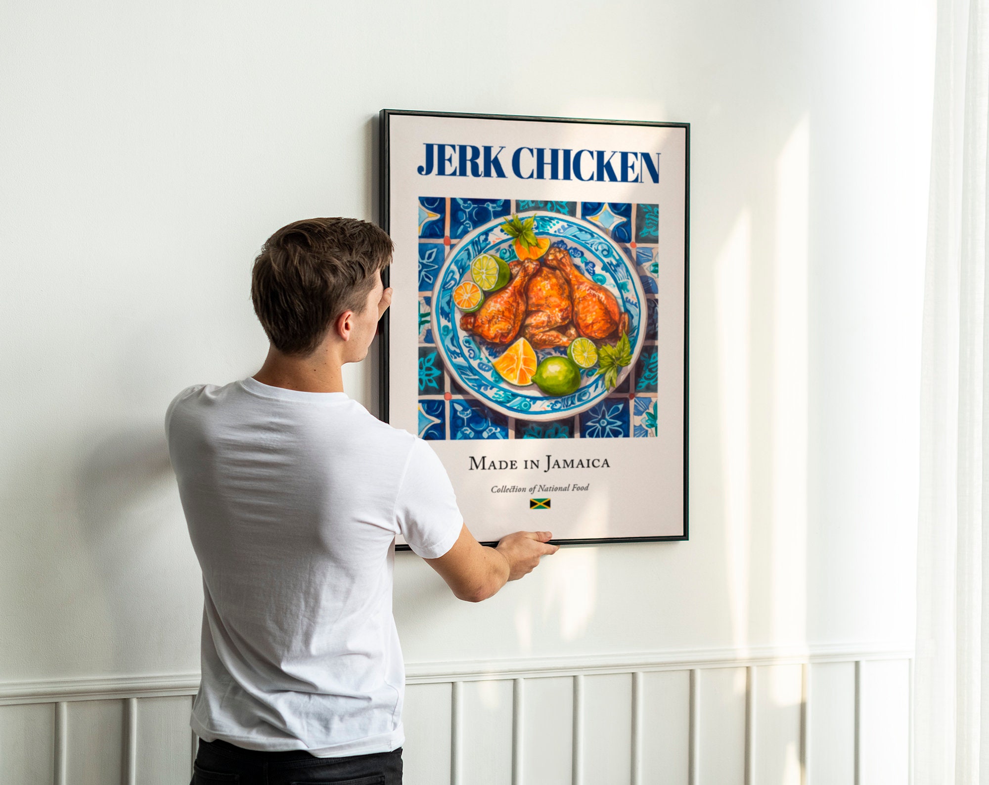 Jerk Chicken, Traditional Jamaican Food Wall Art Print Poster, Kitchen and  Café Decor, Food Lover Gift 