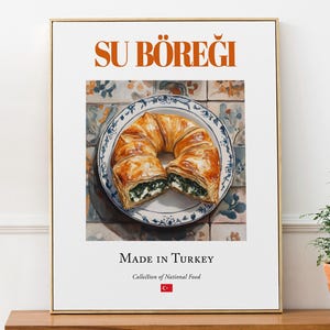 Su Böreği Cuisine turque traditionnelle, décoration murale de salle à manger et de café, affiche de pâtisserie en couches, cadeau pour amateur de gastronomie