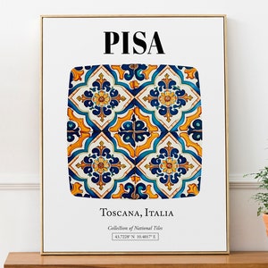 Pisa, Toscana, Italia, tradizionale motivo di piastrelle, stampa artistica decorativa da parete, poster