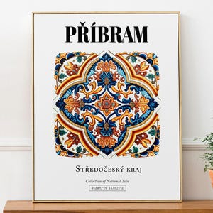 Tjeckiskt kakelmönster Konsttryck, Příbram Dekoraffisch
