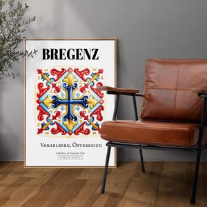 Bregenz, Vorarlberg, Austria, Traditional Tile Pattern Aesthetic Wall Art Decor Print Poster