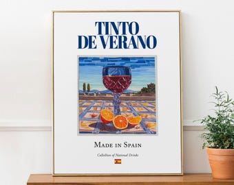 Tinto de Verano Print, Spanish Beverage Art, Kitchen & Bar Poster