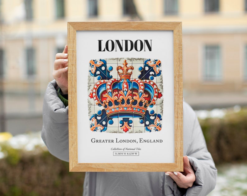 London Royal Charm: Traditional Tile Pattern Aesthetic Wall Art Decor Print Poster image 8