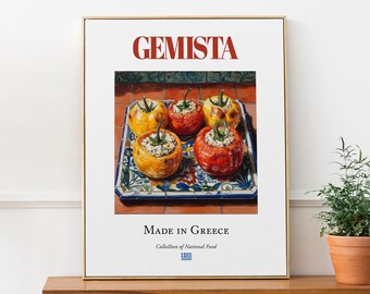 Gemista Print: Traditional Greek Stuffed Veggies Poster