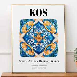 Kos Filigranes Mosaik Poster: Griechische Insel Vermächtnis in Wanddekoration