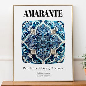 Amarante Portugal Tile Art Print, Traditional Azulejo Decor