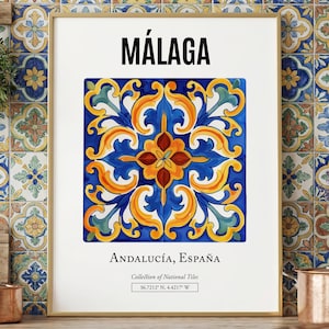 Málaga Tile Poster: андалузское мастерство для ваших стен
