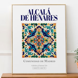 Alcalá de Henares, Comunidad de Madrid, España, Azulejo tradicional popular estético, Póster impreso de arte mural, Decoración de sala de estar