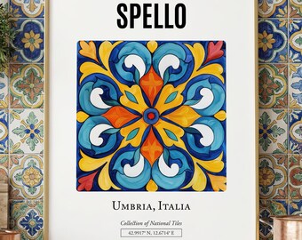 Spello Umbria Włochy druk płytek ceramicznych, tradycyjny wystrój majoliki