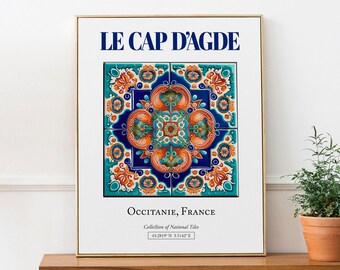 Le Cap d'Agde, Occitanie, France, carrelage traditionnel esthétique, affiche imprimée de décoration murale, décoration murale pour dortoir