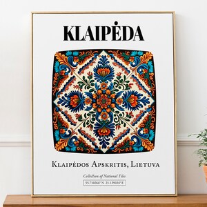 Klaipėda, Lituanie (Lietuva), Poster impression d'art mural esthétique à motif de carreaux traditionnels