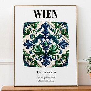 Wien (Vienna), Austria, Traditional Tile Pattern Aesthetic Wall Art Decor Print Poster
