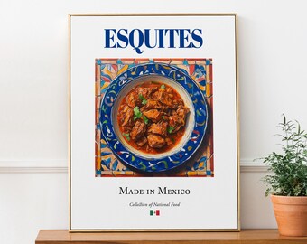 Esquites Print, Traditional Mexican Corn Salad Art, Kitchen Cafe Decor