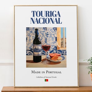 Touriga Nacional em Azulejo, Cartaz de Bebida Tradicional Portuguesa (Bebida), Arte de Parede para Cozinha e Bar