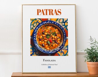 Patras Fasolada Print, Traditional Greek Bean Soup, Kitchen Wall Art
