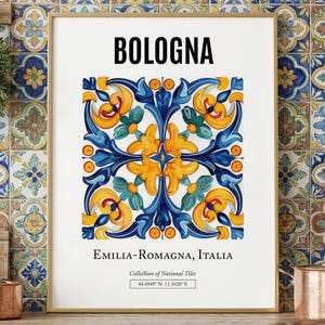 Bologna Italy Tile Art Print: Emilia-Romagna Food Culture Poster